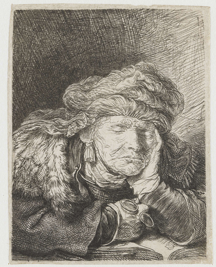  伦勃朗·梵·莱茵 Rembrandt van Rijn——瞌睡的老妇人